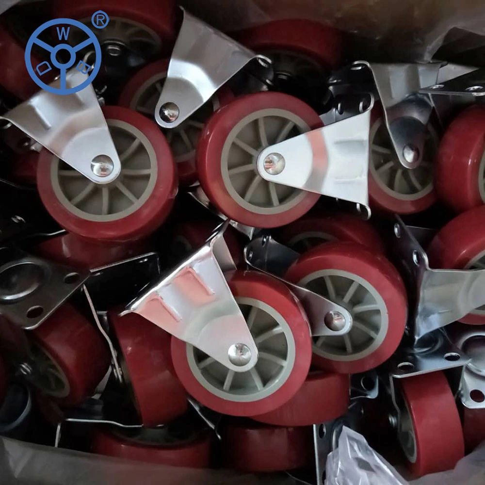 Plastic Trolley Wheels PU Material Fixed 1/1.2/1.5/2/2.5/3inch Stem Caster with Lock Brake