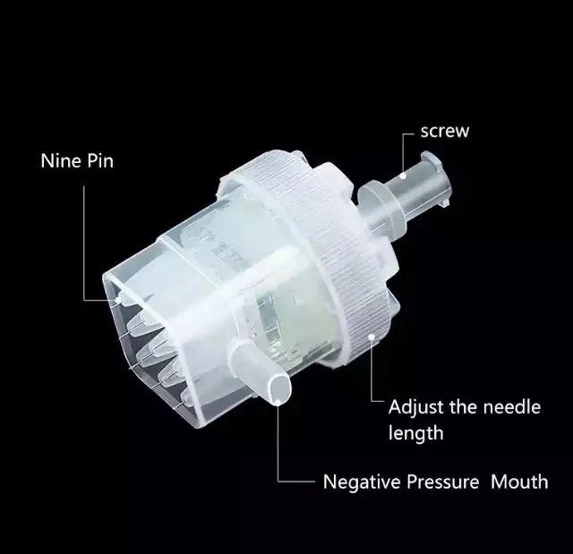 White 9pin Disposable Injector Pinhead for Meso Gun Negative Pressure Cartridge Needles Tip for Mesotherapy