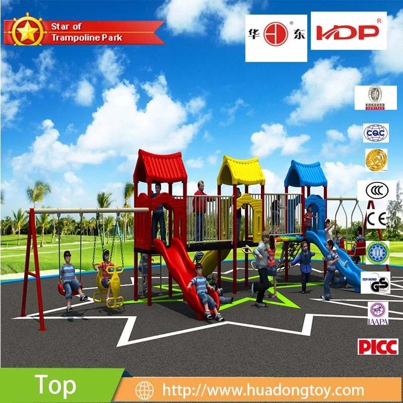 Hot Plastic Outdoor Playground Equipment with Slide and Swing