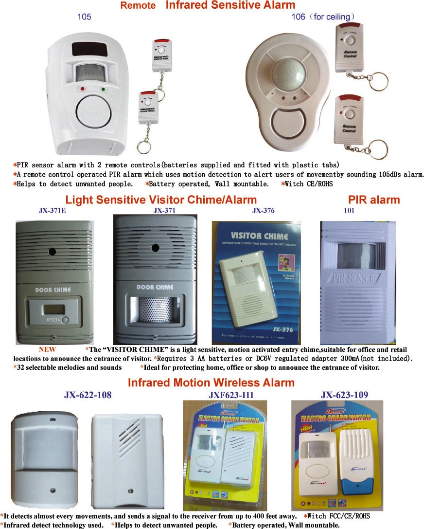 Alarma de movimiento PIR timbre de puerta DC/DC