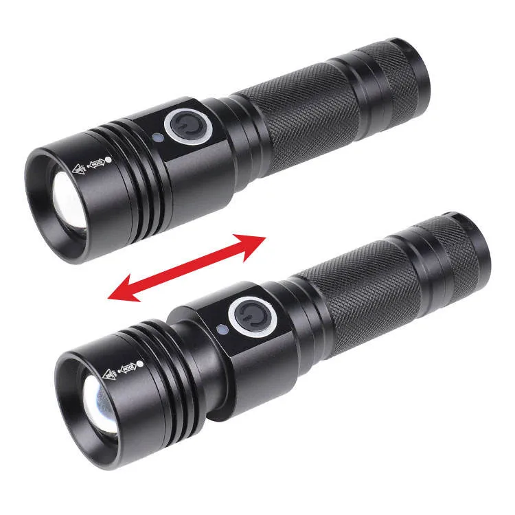 Powerful Outdoor Camping Zoom Magnetic Torches Portable Aluminum Small Rechargeable LED P50 Flashlight