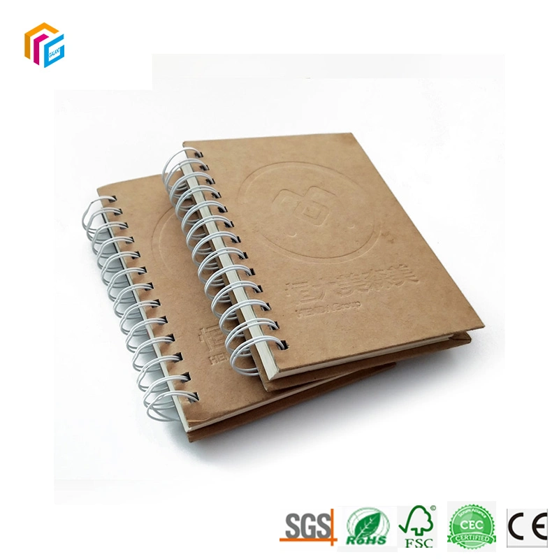 Design personalizado Kraft Impressão papel Papelaria Escola de capa dura Espiral Personalizado Notebook com páginas em branco