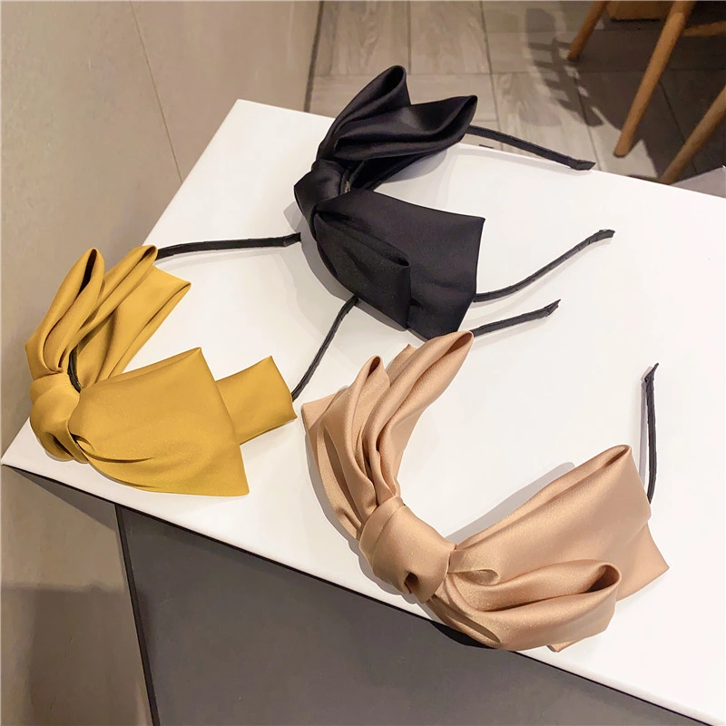 Korean Big Bowknot Headband Plain Satin Hair Decorations