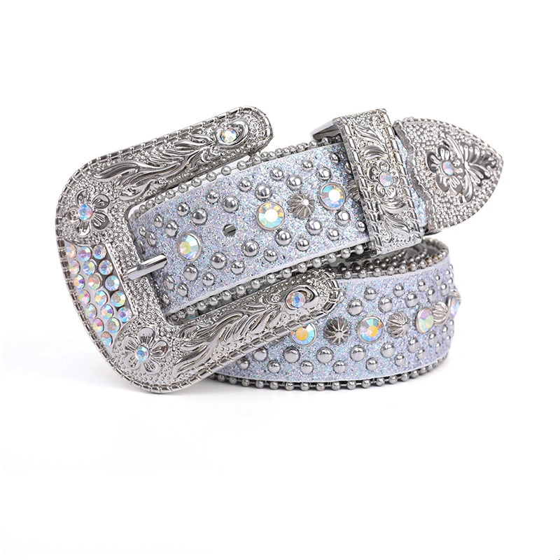 New Style Fashion Women Design Cintos Strass Western Crystal Rhinestone Leather PU Ladies Snake Buckle Diamond Belt