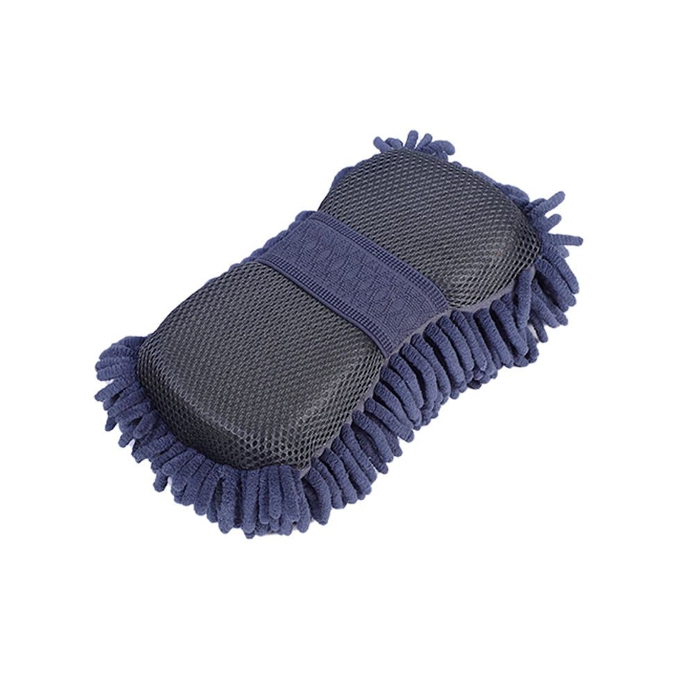 Hot Selling Microfiber Chenille Car Wash Clean Sponge Cleaning Brush Pad with Elastic Band