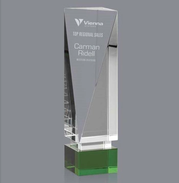 Kristallglas Serenity Award mit Green Base