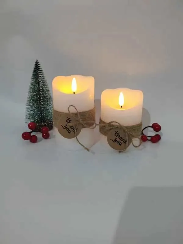 Hemp Rope Home Decoration Flameless LED Candle for Christmas Gift