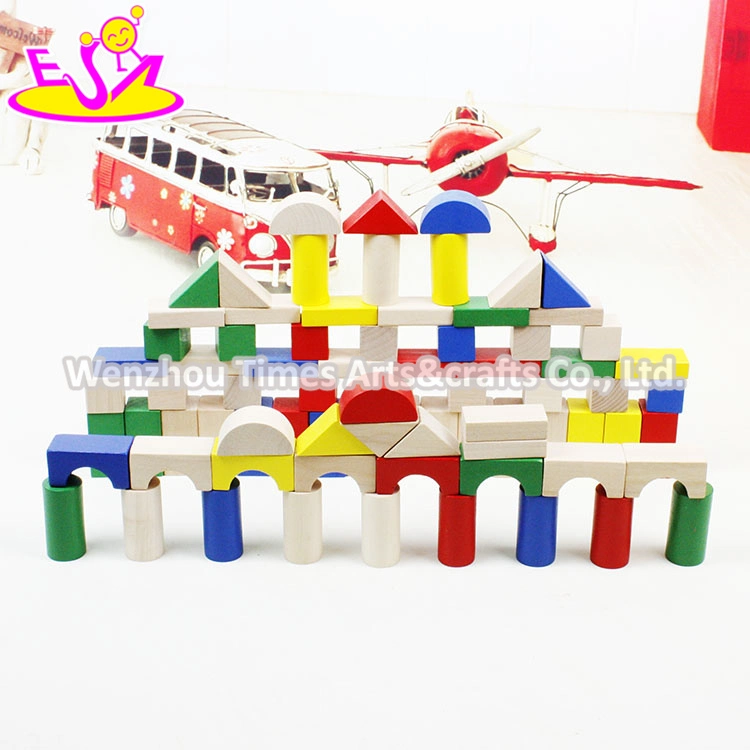 Colorful 80 Pieces Kids Wooden Toy Connecting Building Blocks Best Sale Children Wooden Intelligence Building Blocks W13A137