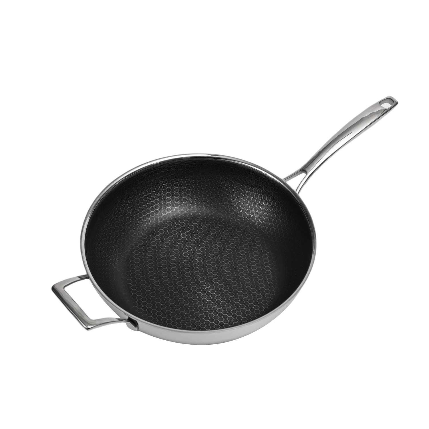 Nueva llegada Acero inoxidable Non-Stick Cookware Doble capa Honey Comb Revestimiento 30cm Wok