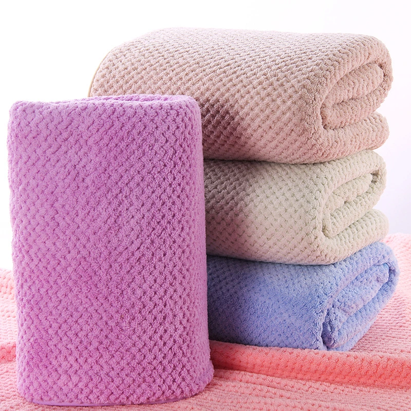 Luxury Hotel High Quality Coral Fleece Walf Checks Bathroom Towel Sets