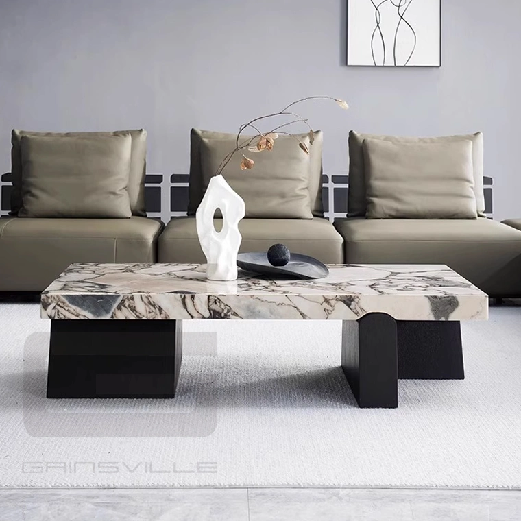 New Style Living Room Square Coffee Tables Modern Luxury Stone Center Tables