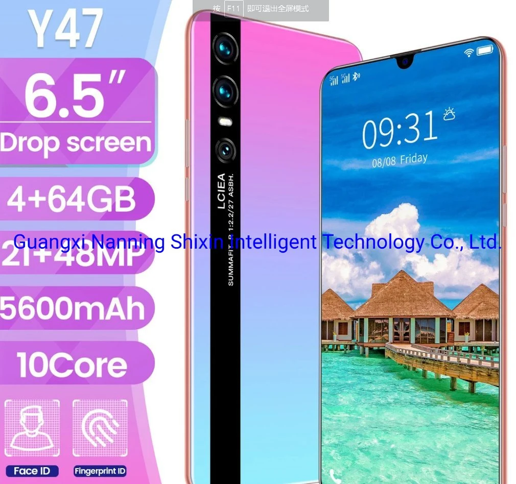 6.5 Polegada Y47 HD 4GB de RAM Real + 64GB ROM Smart Phone 3 Cartão SIM Telemóveis