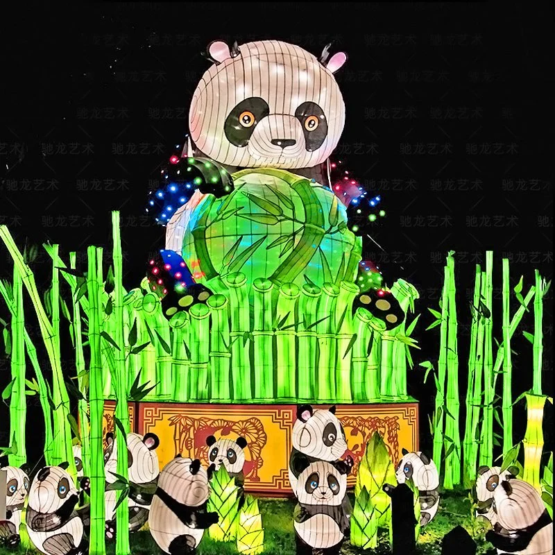 Customized Panda Lantern Decorative Traditional Chinese Animal Light Festival Professional Cartoon Panda LED
