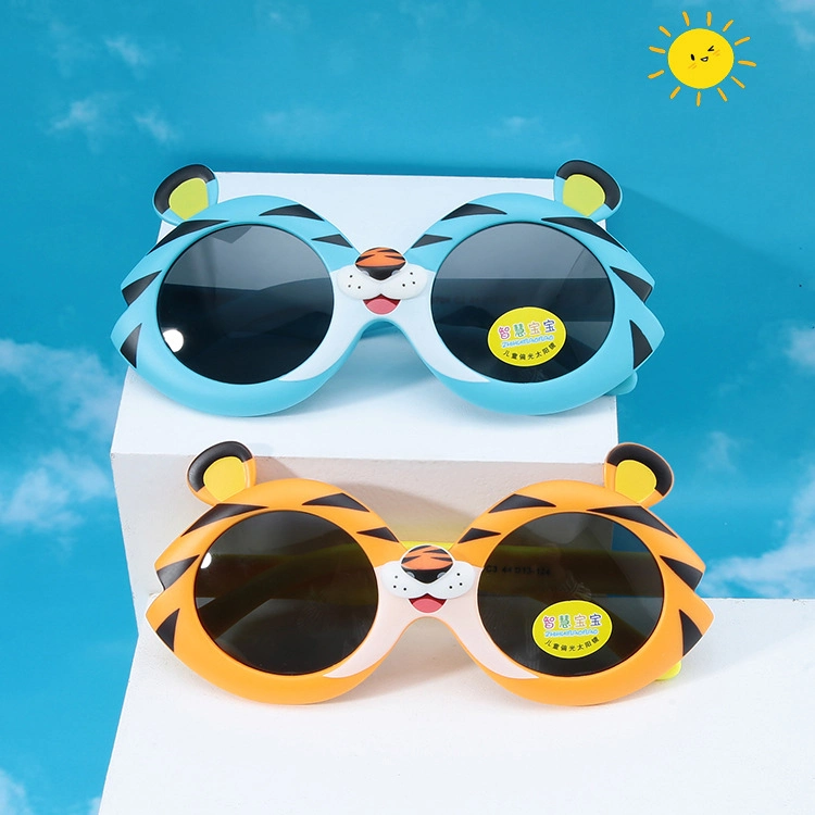أزياء جديدة نمر كارتون نظارات شمسية مستقطبة من السيليكون لنظارات شمسية الأطفال الأولاد والبنات النظارات