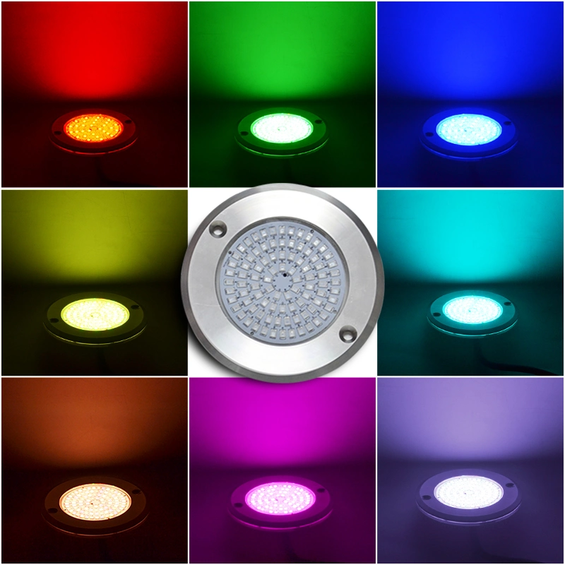 Hotook Patent 7.5mm 6inch Nicheless Resin Filled SS316 DC12V RGB 4 Wire Pool Color Lights