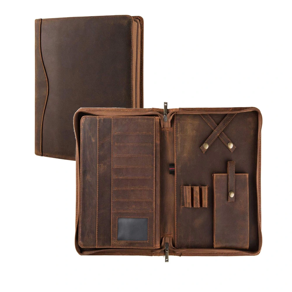High-End Noble Briefcase Business Custom Genuine Leather Compendium Portfolio