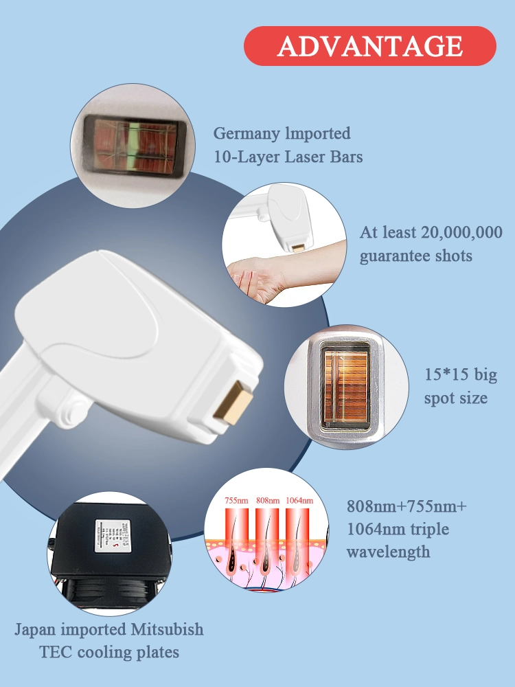 Equipement de beauté laser pour des jambes sans défaut avec diode Allemagne 808nm Épilation au laser