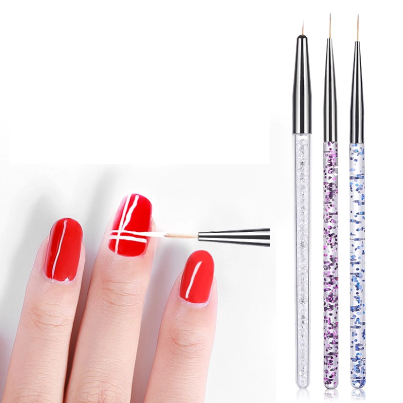 3PCS/Set Acrylic French Stripe Nail Art Liner Brush Set 3D Tips Manicure Ultra-Thin Line Drawing Pen