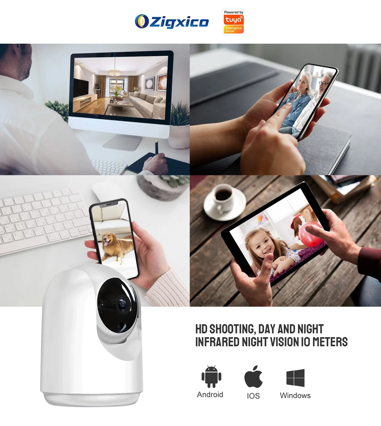 1080P Tuya Network Video Recoder Surveillance Wireless PIR Motion Detection Two Way Audio WiFi Mini Pan&Tilt PTZ Camera