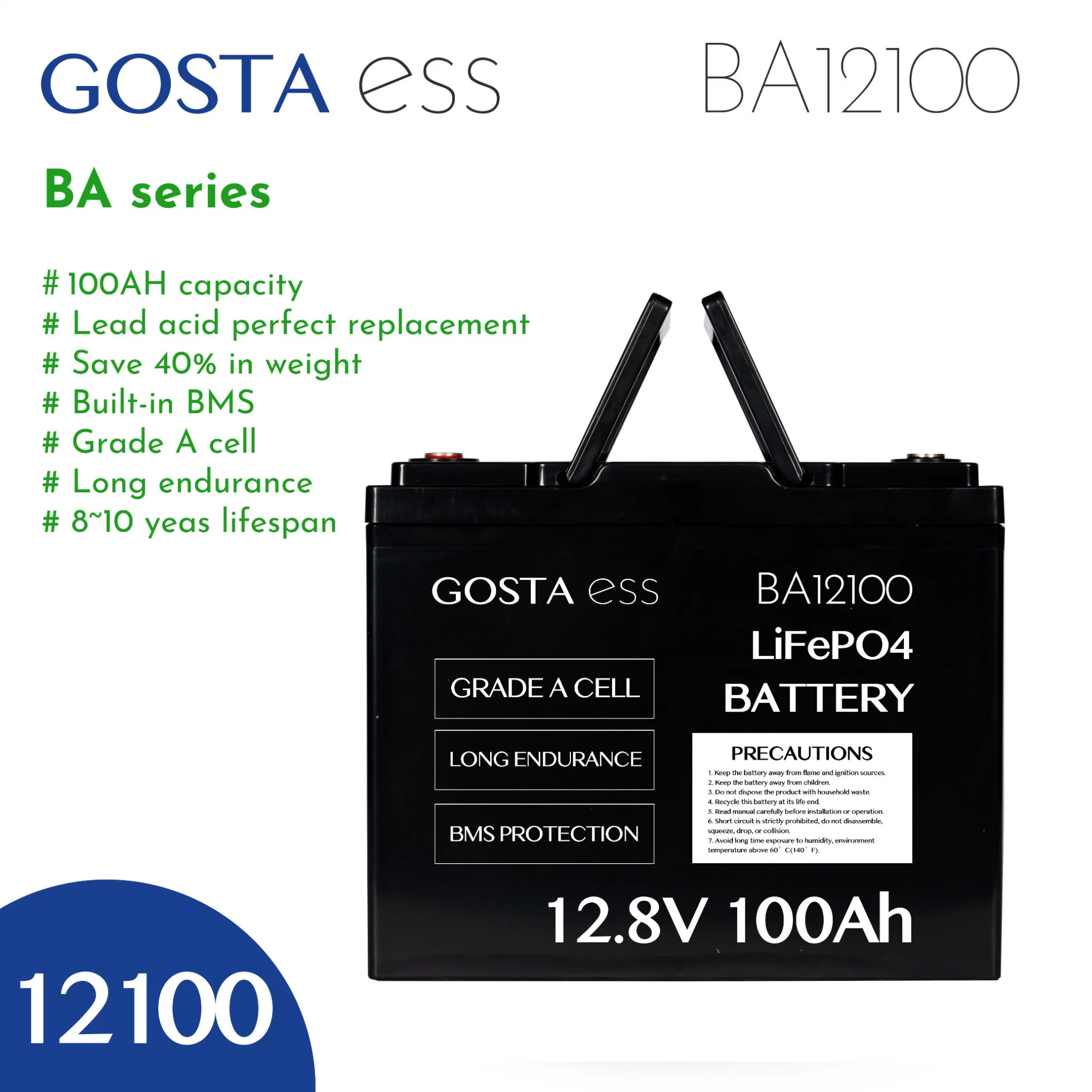 Gosta Ba12100 Motocicletas eléctricas Scooter litio 12V 100ah EV Potencia Batería