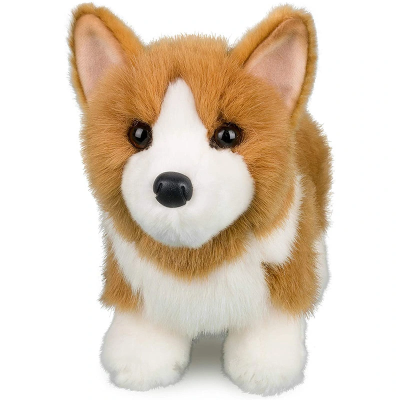 Custom 30cm Soft Fluffy Stuffed Dog Toys Animal Lifelike Cuddly Corgi Plush