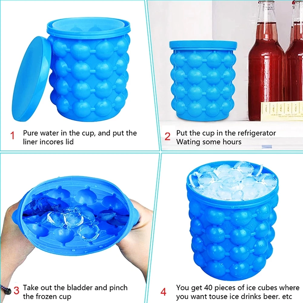 Logo personnalisé grand Icebucket Silicone Portable Icebucket de refroidissement du refroidisseur de bière au congélateur Bar Vin de glace avec couvercle de stockage