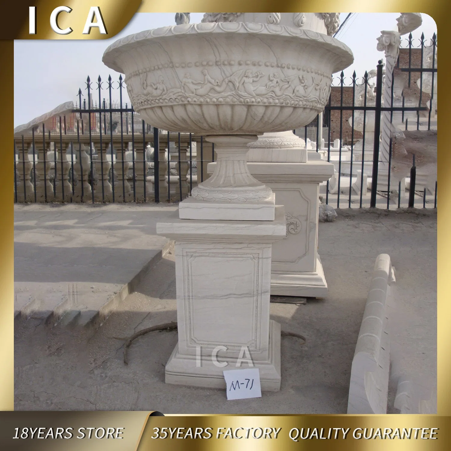 Wholesale Hand Carved Outdoor Stone Flowerpot