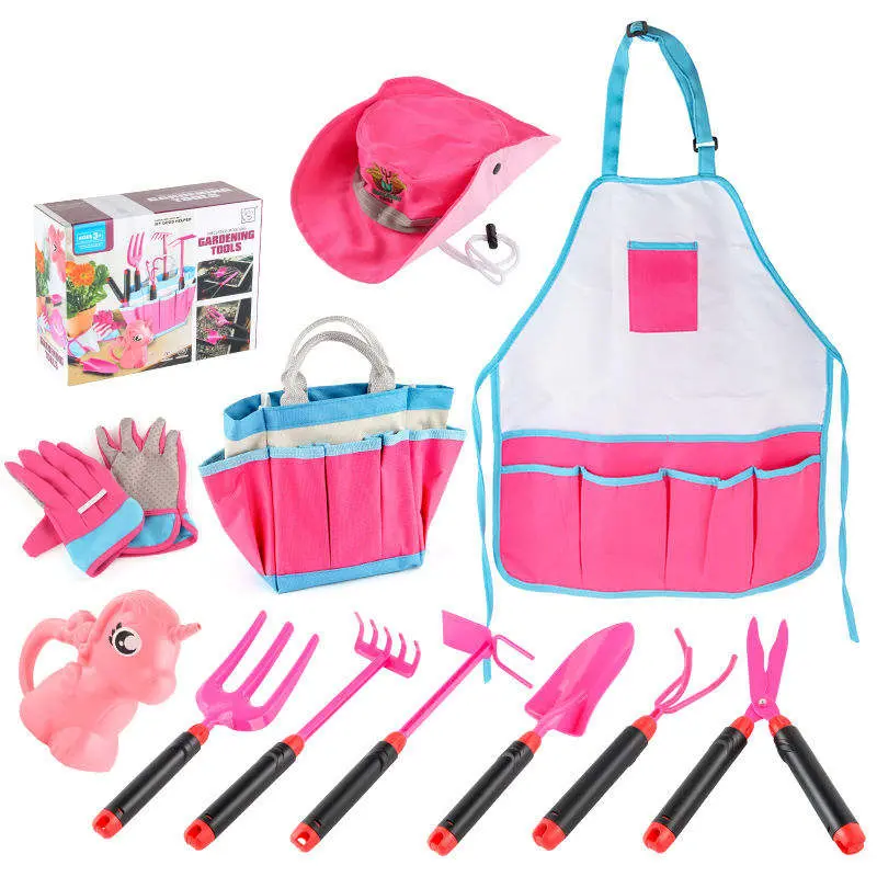 Outils polyvalents de jardinage pour enfants sûrs et durables 11PCS avec fourre-tout Sac de rangement