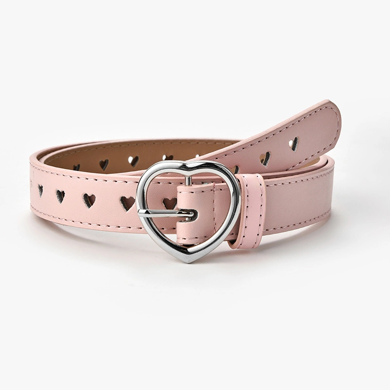 Fashion Loving hebillas de corazón personalizado PU cinturones de cuero para mujeres Niños