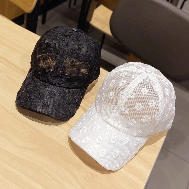 Summer Fashion Custom Logo Lace Hollow out Girls Hats Daily Breathable Baseball Caps