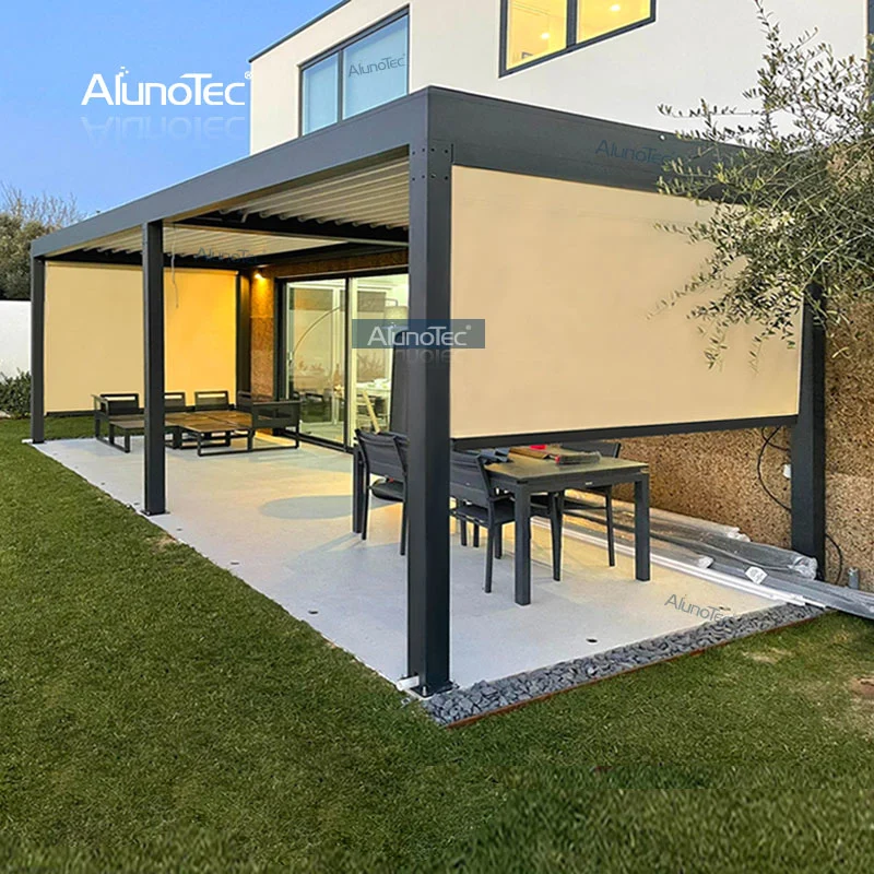 AlunoTec 3x3m 4x6m de techo Parasol ajustable diseño exterior moderno de la glorieta al aire libre para la cría de Kits de pérgola personalizado