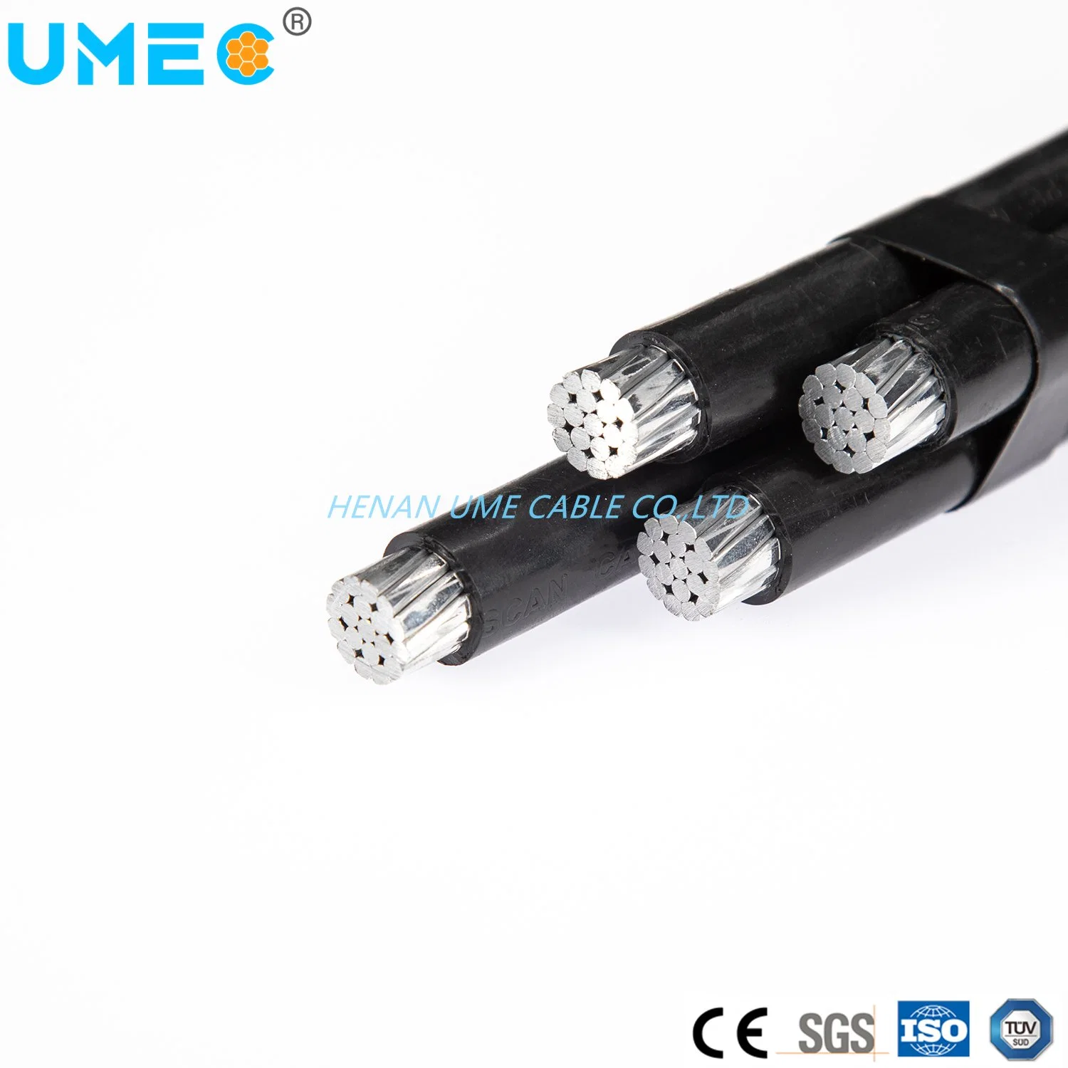 CE sobrecarga ISO Línea de distribución ABC Cable XLPE con aislamiento de PVC/PE/AAC/ACSR/AAAC Cable conductor Quadruplex de caída del servicio