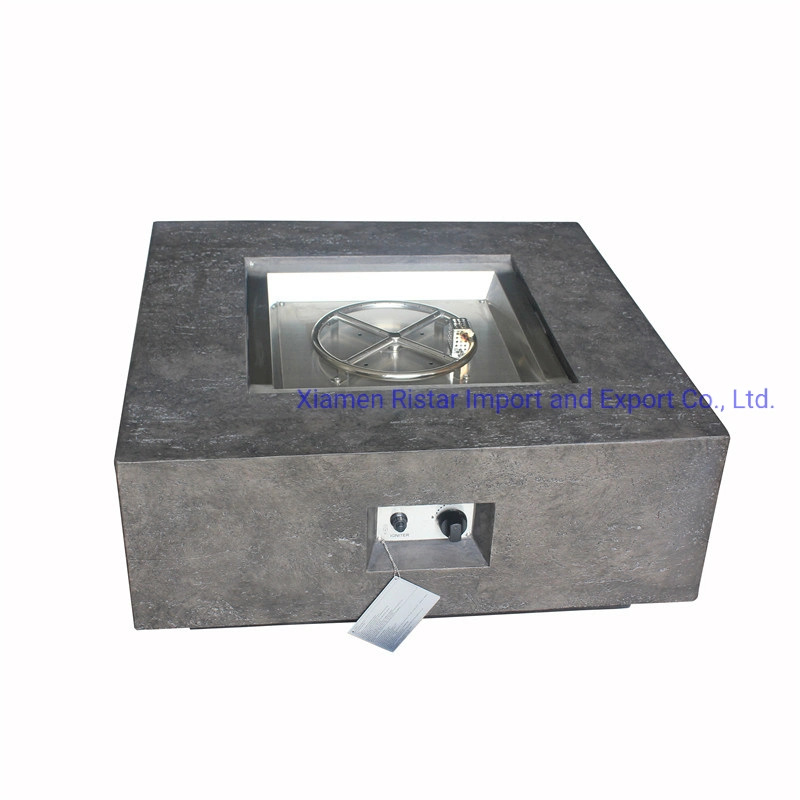 303 Stainless Steel Top Qality Burner Square Cement Firepit Outdoor Fire Table