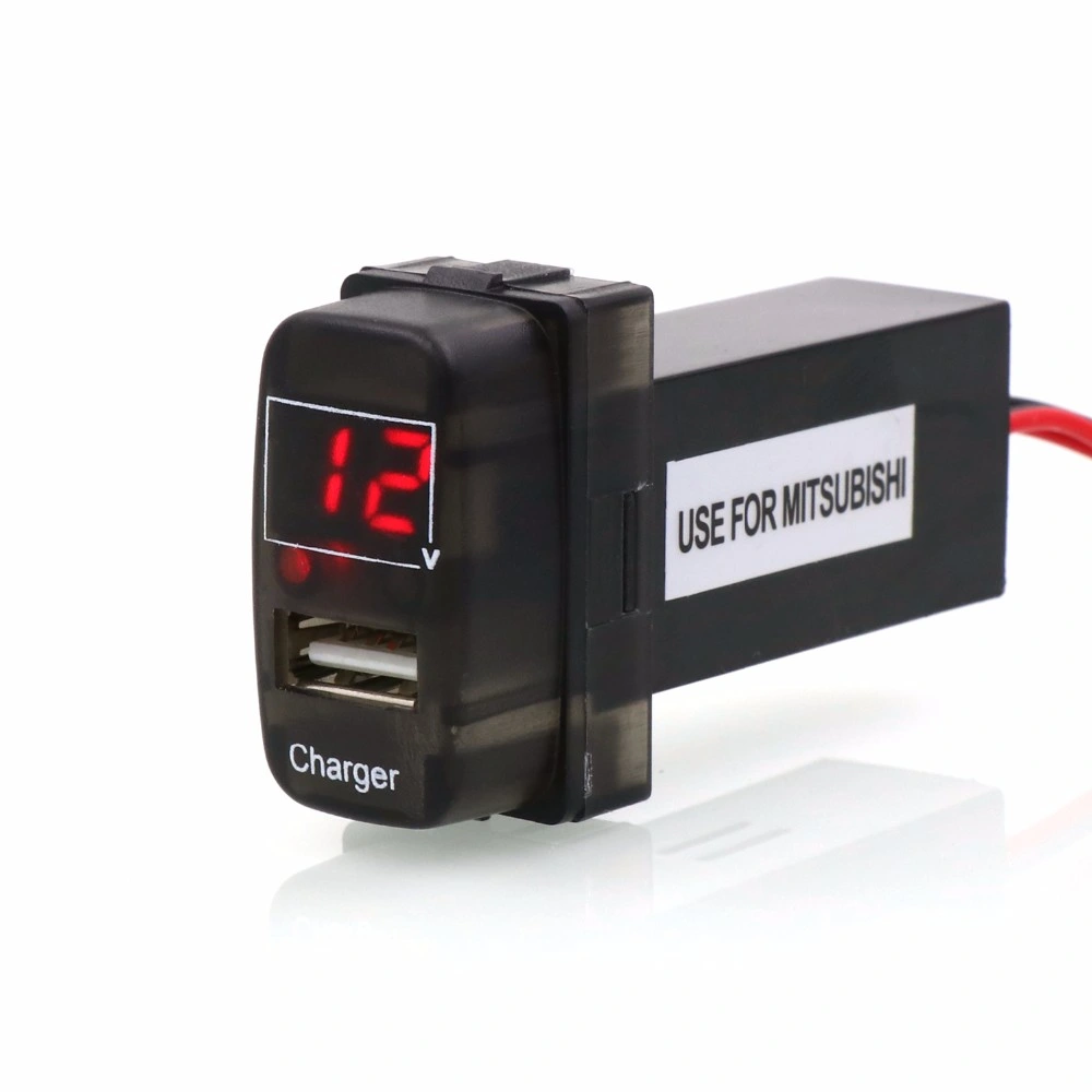 Special 5V 2.1A USB Interface Socket Car Charger and Voltmeter Use for Mitsubishi