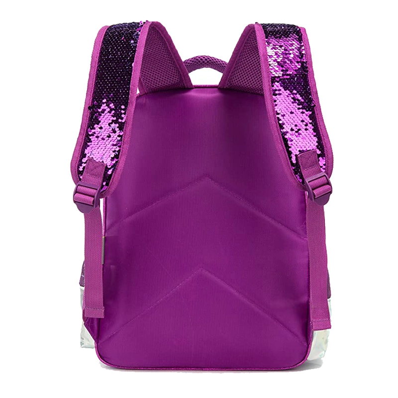 Mochila escolar de lantejoulas para meninas da moda com brilho, para estudantes do ensino fundamental, com lancheira e estojo de lápis.