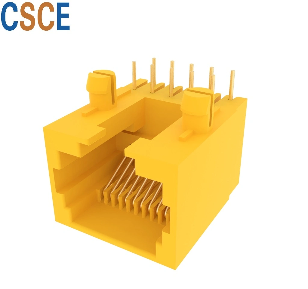 Unshield Side Entry Tab Down 8p RJ45 PCB Connector