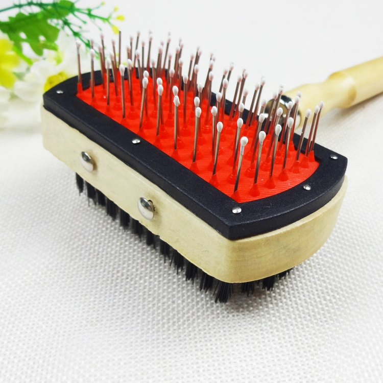 Quality Double Side Cat Grooming Supplies Dog Hair Deshedding Remover Custom Logo Pet Wood Brush