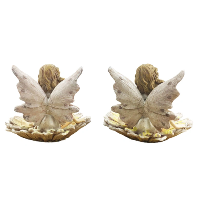 Outdoor Fairy Angel Welcome Garden Statue Bird Feeder Vintage Resin Plant Pot