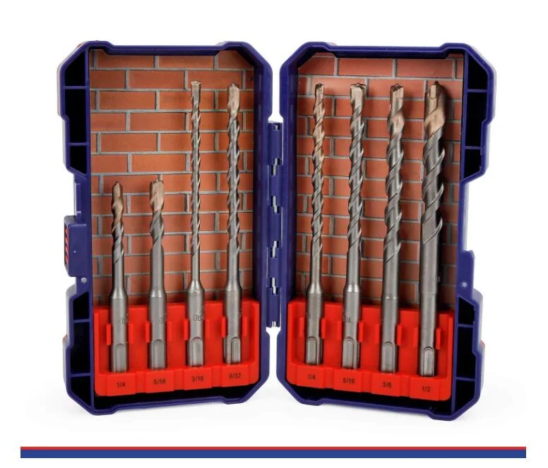 SDS-Plus Drill Bit Set, Carbide Tip, SDS+ Rotary Hammer Drill Bit Set with Storage Case