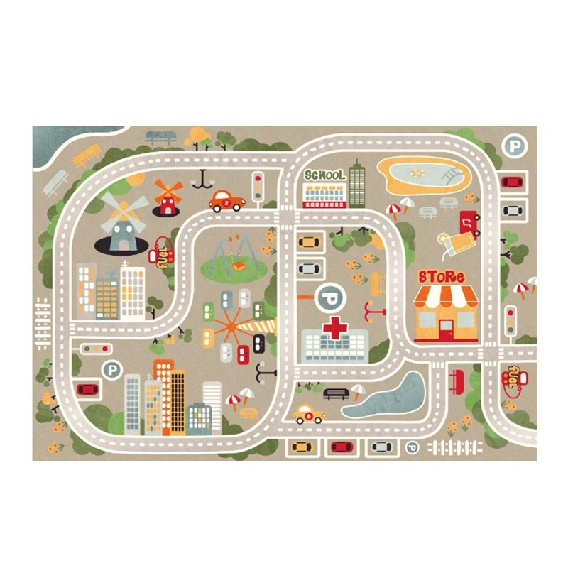 Home Decoration Kids City Rord Map Design Carpet