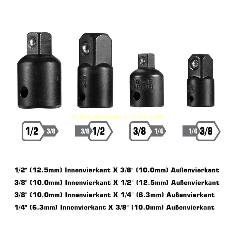 Adaptateur de prise femelle de conversion de prise femelle de lecteur complet 1/4, 3/8 et 1/2 pouces Viktec 7 pièces pour outils électriques (VT13186B)