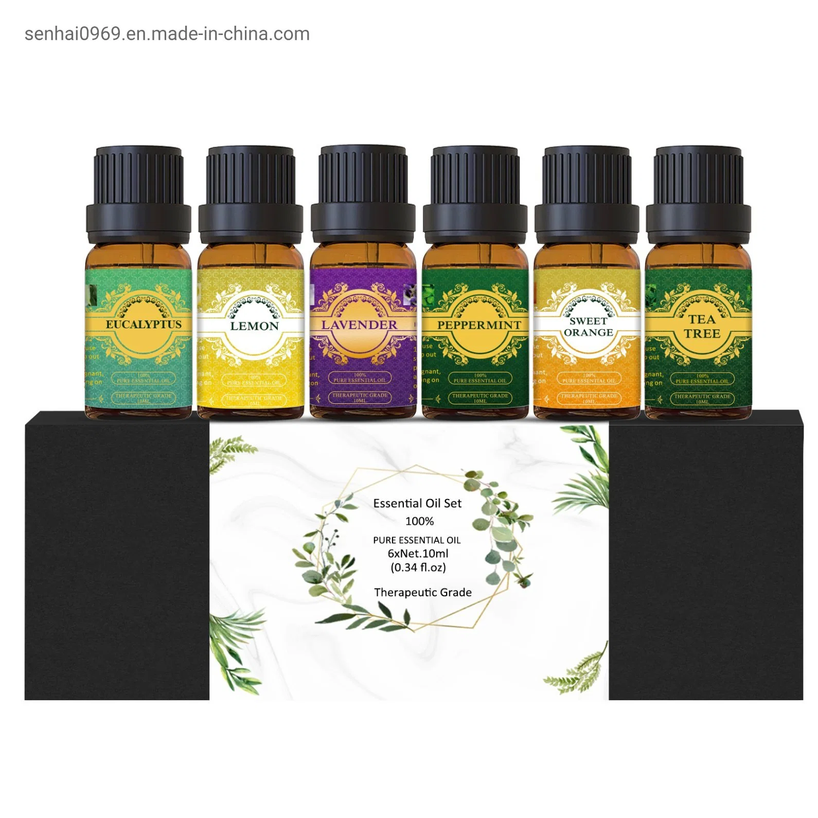 Private Label Bulk Wholesale/Supplier Price Skin Care Massage Oil Natural Pure 6 Essential Oil Set with 6 Bottles 10ml