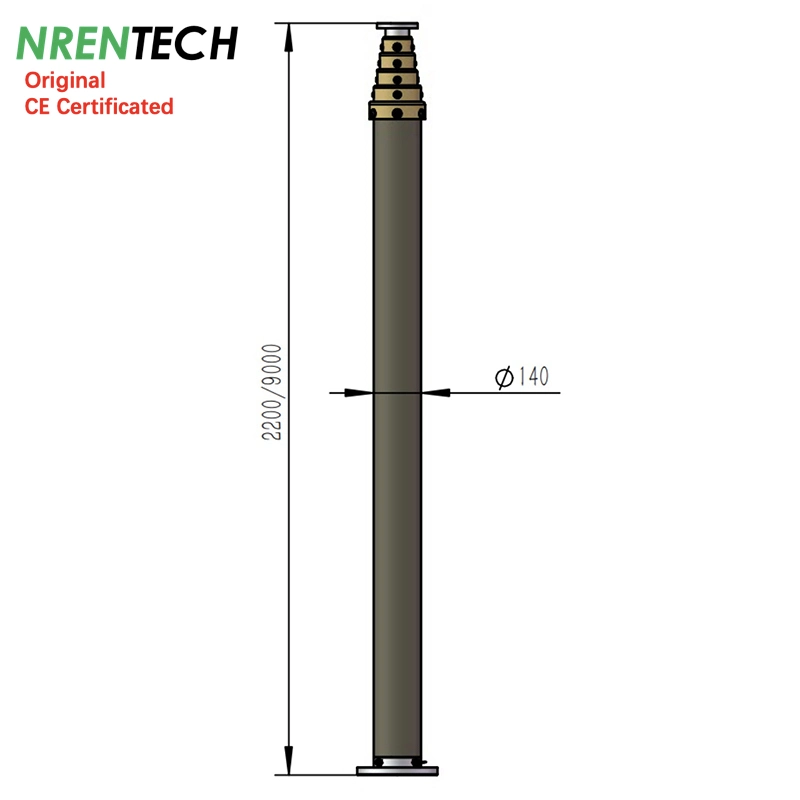 30kg antena telescópica neumática portátil torre mástil 2,2 cargas útiles Nr-9-30n-6s-51-140-9m