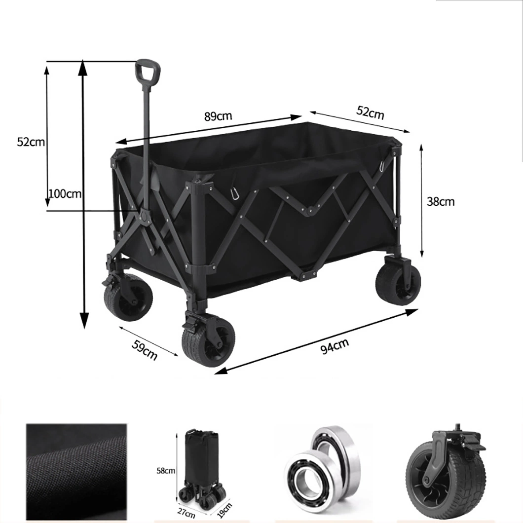 Outdoor Camping Trailer Hand Push Rod Extra Large with Table Board Picnic Folding Portable Small Trailer