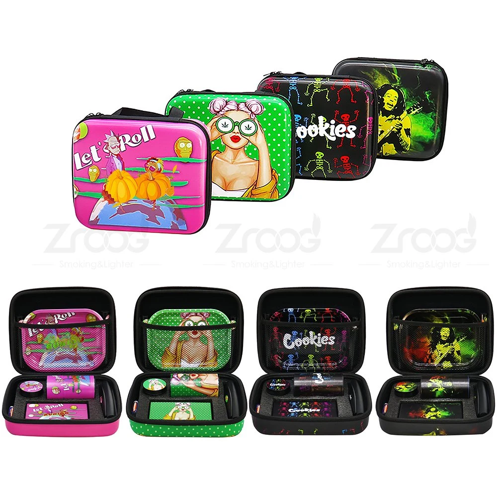 Multi-Designs 6 in 1 Rauchen Kit mit Custom Logo Kraut Mahlwerk Jar Rolling Tray Scale Roller Machine alles in einem Setzen