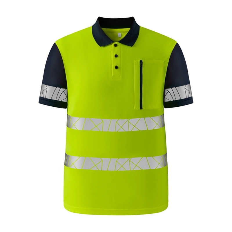 100% Cotton Hi Vis Reflective Safety Polo T Shirts Running Cycling Workwear Shirt