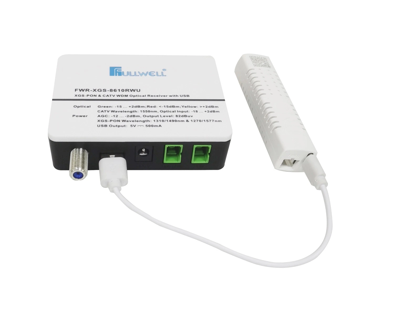 FTTH Fullwell Xgs-Pon Hfc Wdm receptor óptico com cabo USB de alimentação de apoio à ONU