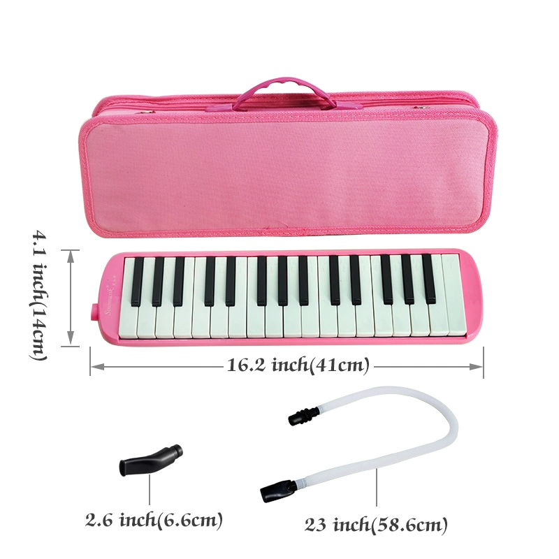 Aiersi Pink Colour Professional 37 Keys Piano Style Melodica with Hard Case