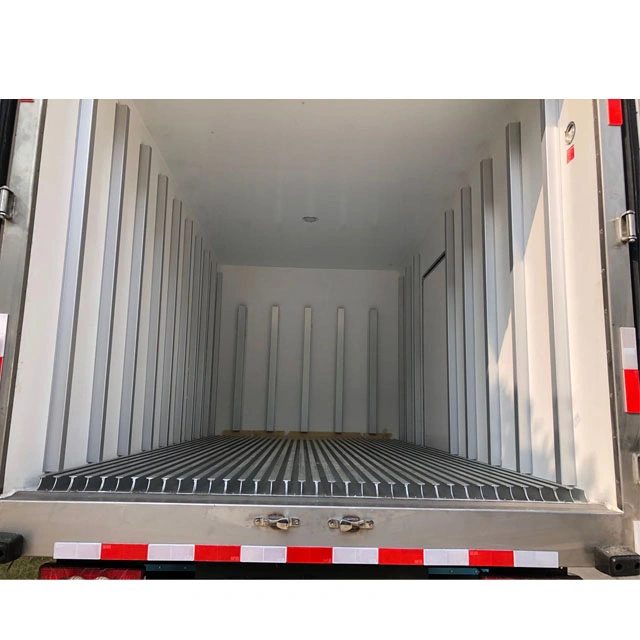 Rear and Side Door Checker/T Floor Frozen Meat Seafood Chicken Vegetable Corrosion Resistance FRP Sandwich Panel XPS/PU Insulation Cool Refrigerator Truck Body