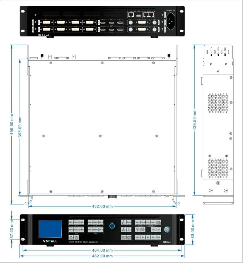 Vdwall Customized A6000 4K Multi-Window Mosaic Processor